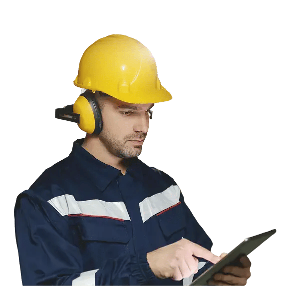 A hardhat-clad worker scheduling service